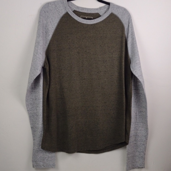 Mutual Weave Dark Sage Green Gray-Long-Sleeve Baseball Tee Jersey Shirt XL - Picture 10 of 12